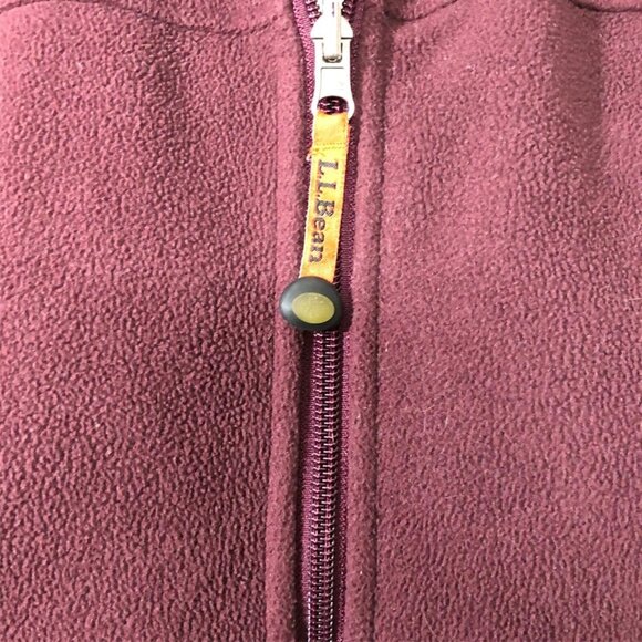 LL Bean Jacket Womens Large Coat Zip Pockets Red Burgandy Fleece Windbreaker - Picture 3 of 9